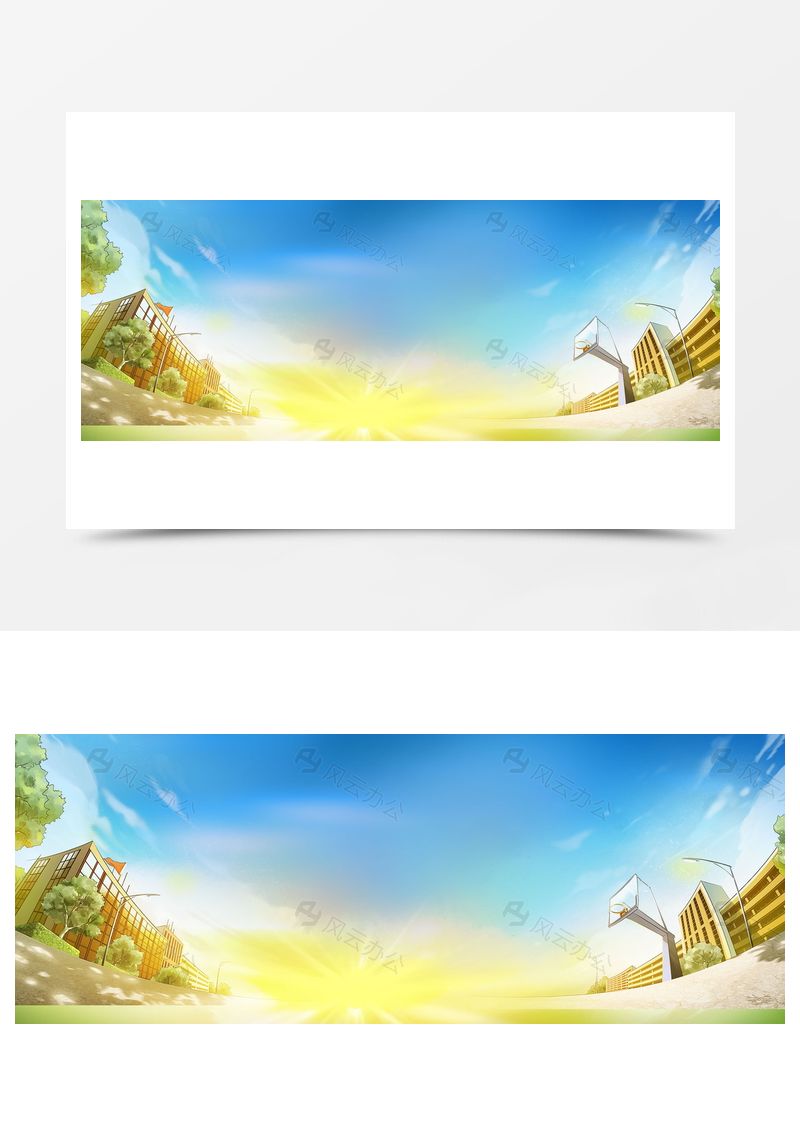 卡通動漫籃球操場背景banner