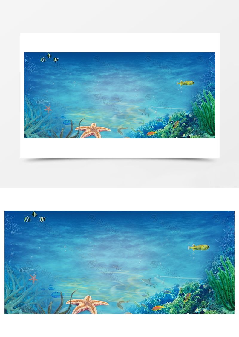 海底海洋清新魚群珊瑚背景banner