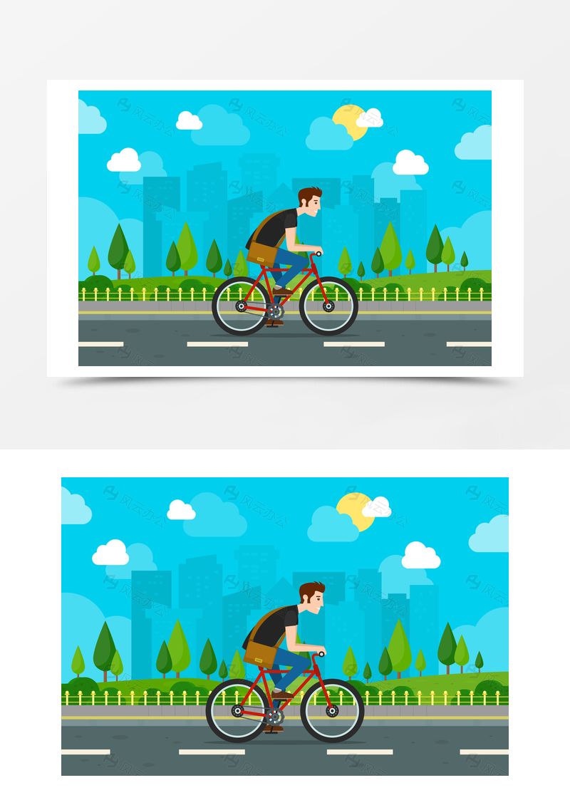 扁平化自行車海報背景圖片