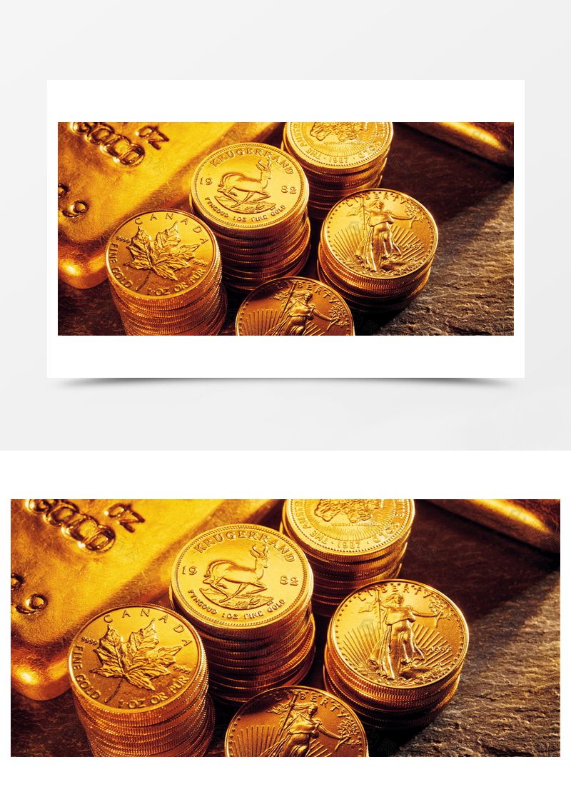 金黄色金币金条财富背景