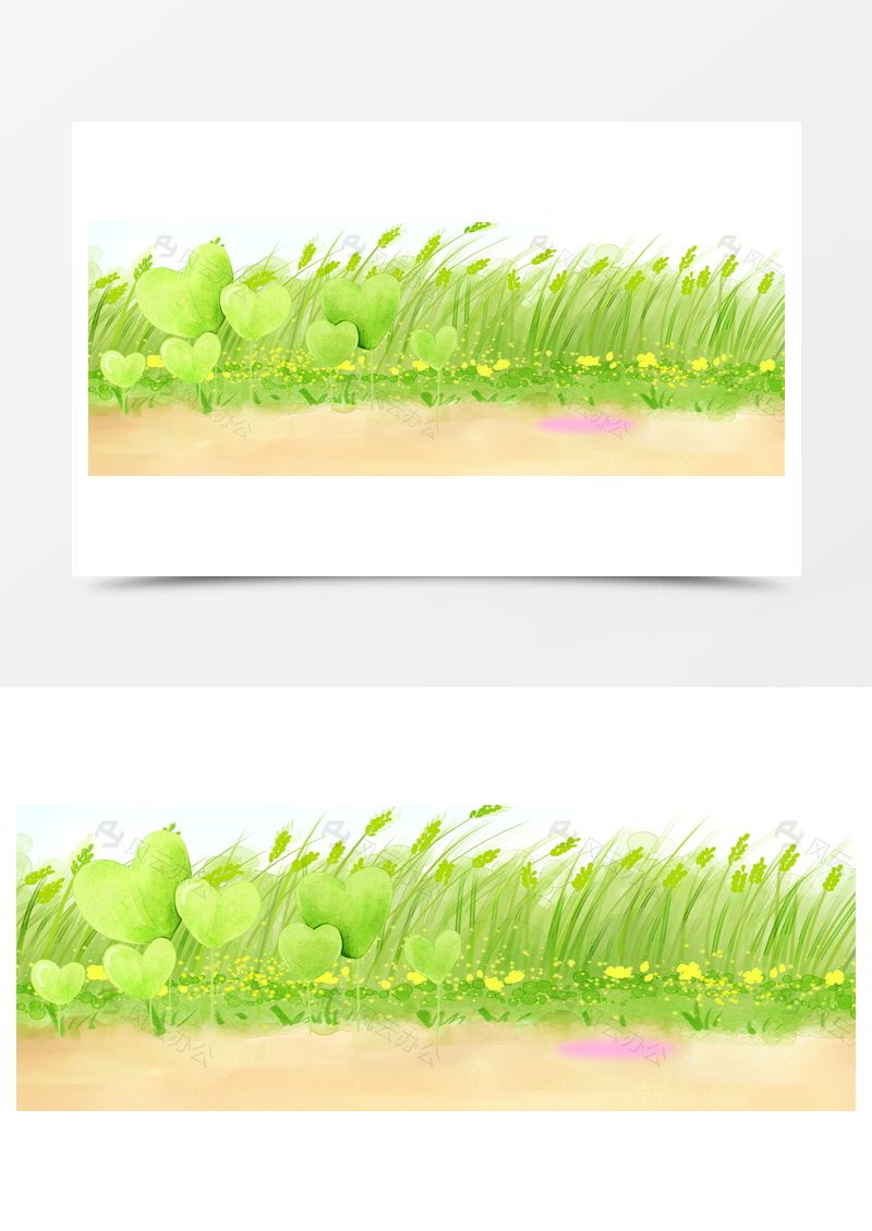 綠色手繪植物淘寶背景