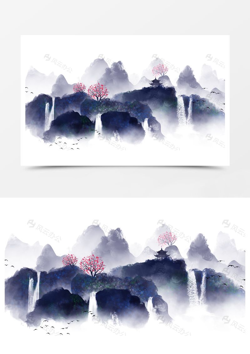 水墨山水中國風(fēng)古風(fēng)新中式展板背景