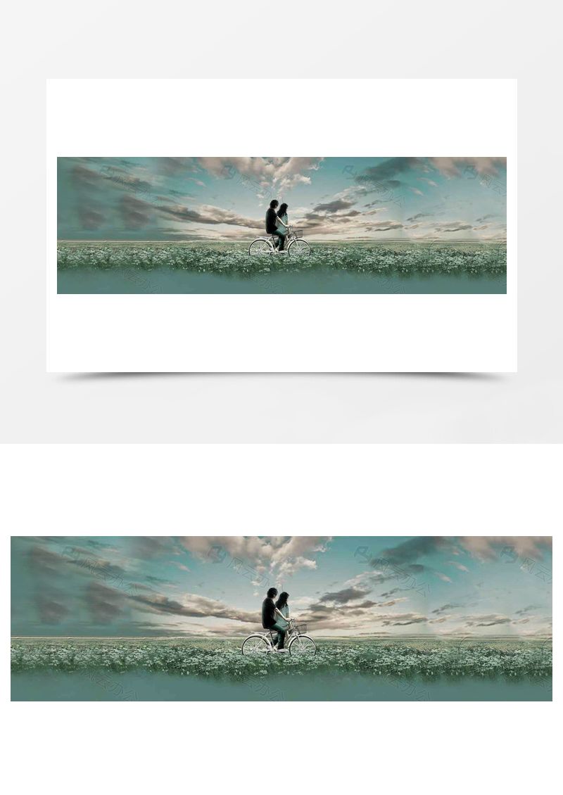 卡通愛情花海背景banner