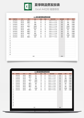 夏季降温费发放表
