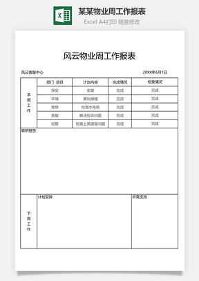 某某物業周工作報表