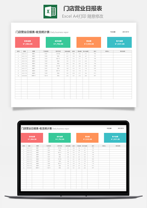 门店营业日报表-收支统计表