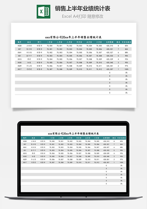 銷售上半年業(yè)績統(tǒng)計(jì)表