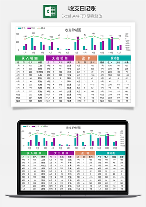 收支日记账Excel模板