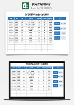 费用报销明细表自动核销