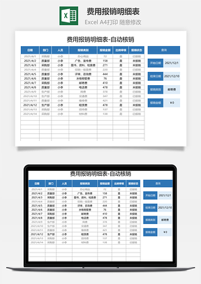 费用报销明细表-自动核销