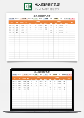 出入庫明細匯總表