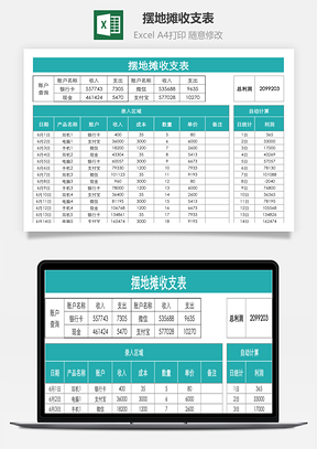 擺地攤收支表