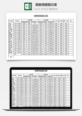 销售管理销售明细登记表