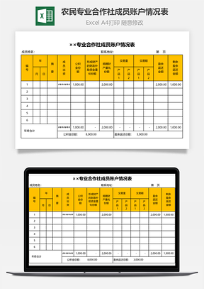 農民專業合作社成員賬戶情況表