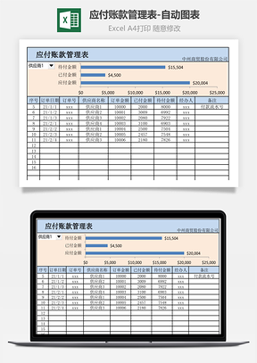 应付账款管理表自动图表