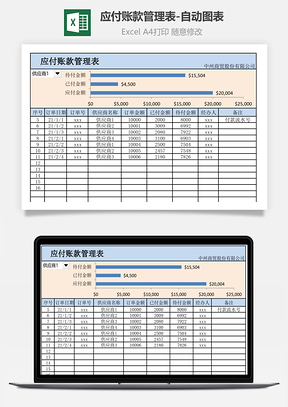 应付账款管理表-自动图表