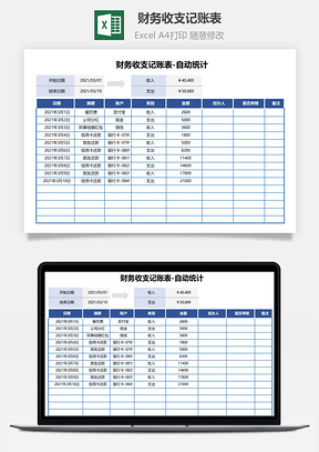 收支表财务收支记账表自动统计