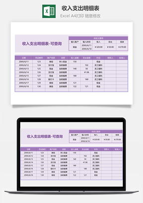 收入支出明细表-可查询