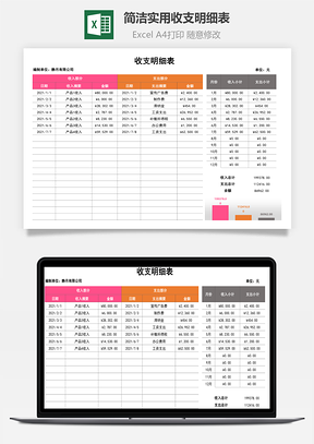 簡潔實用收支明細表