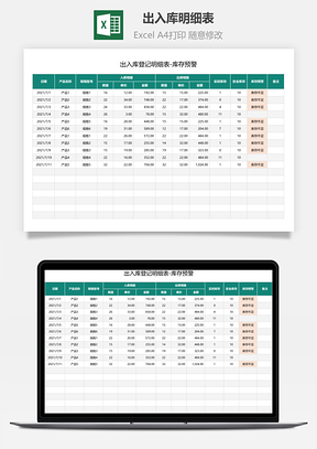 出入庫(kù)明細(xì)表（庫(kù)存預(yù)警）