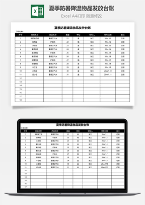 夏季防暑降温物品发放台账Excel模板