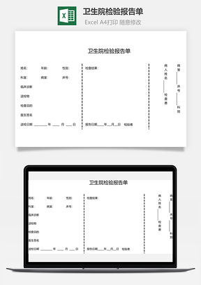 卫生院检验报告单Excel模板