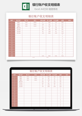 银行账户收支明细表