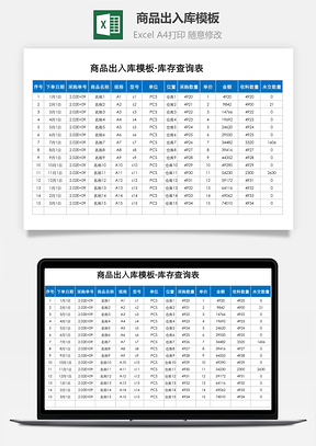 商品出入庫模板-庫存查詢表