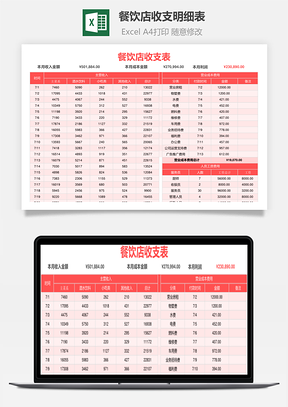 餐饮店收支明细表