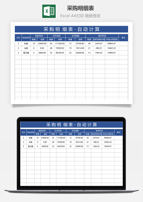 采购明细表自动计算