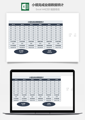 小组完成业绩数据统计Excel模板