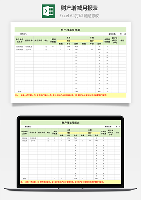 财产增减月报表