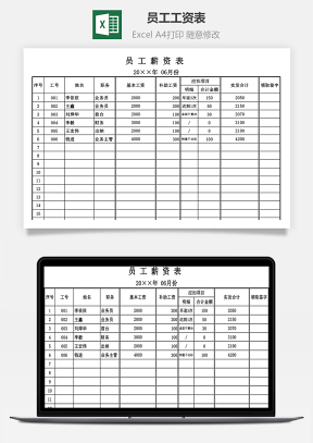 员工工资表（自动核算）