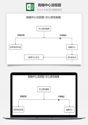 胸痛中心流程图非心源性胸痛Excel模板