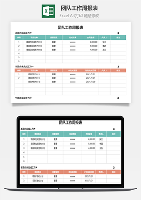 团队工作周报表