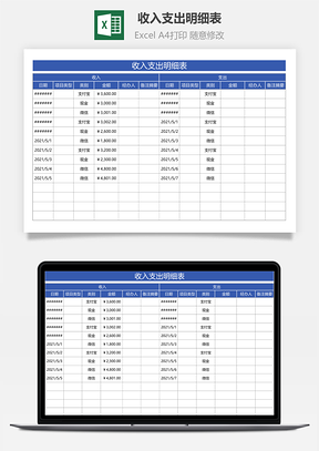 收入支出明细表