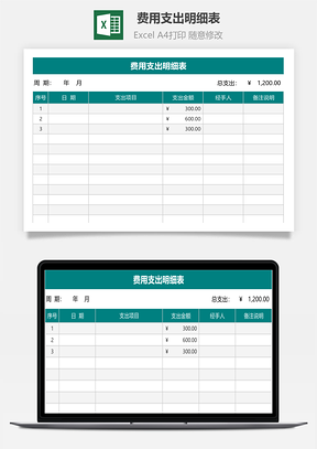 费用支出表费用支出明细表
