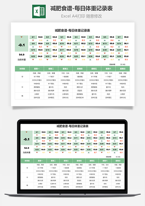 减肥食谱-每日体重记录表