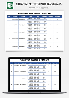 利用公式對合并單元格編序號及計數求和