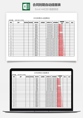 合同到期自動提醒表