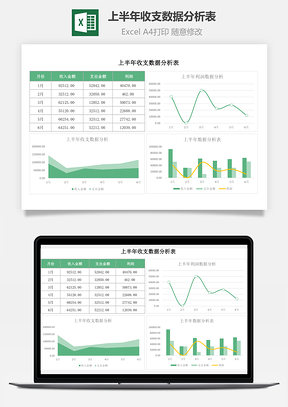 上半年收支數(shù)據(jù)分析表