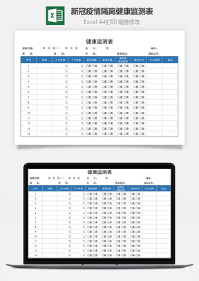 新冠疫情隔离健康监测表