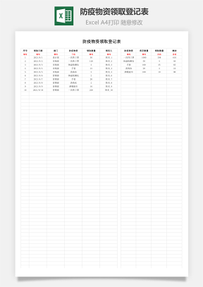 防疫物資領(lǐng)取登記表