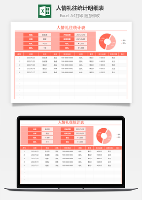 人情禮往統(tǒng)計明細表202X0727