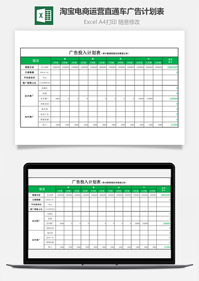 淘宝电商运营直通车广告计划表