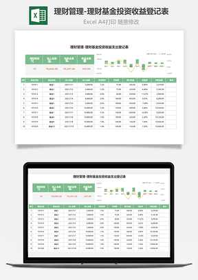 理财管理理财基金投资收益登记表