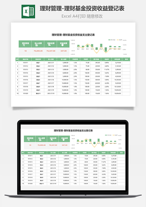 理财管理-理财基金投资收益登记表