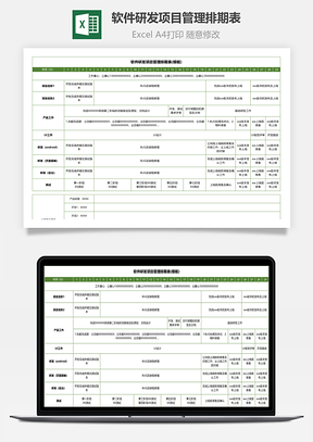 軟件研發(fā)項(xiàng)目管理排期表(模板)