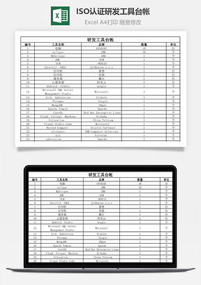 ISO认证研发工具台帐