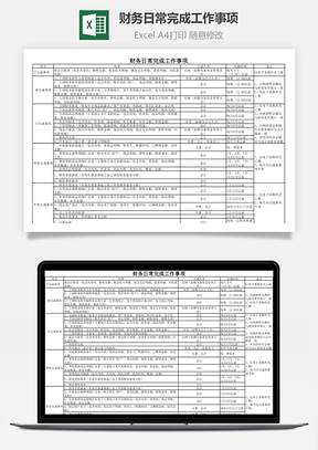 财务日常完成工作事项Excel模板